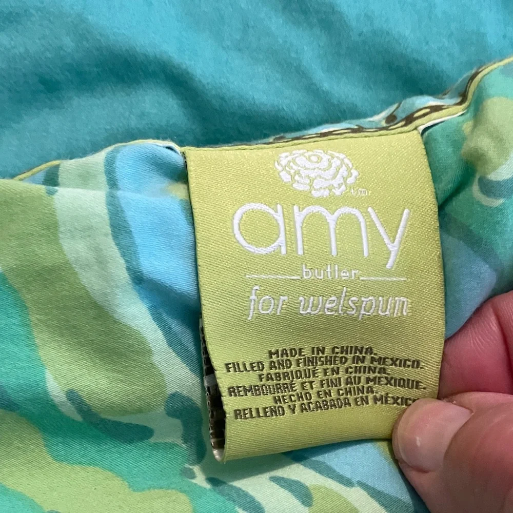 Organic Cotton Floral Paradise Reversable Comforter in Green and Blue